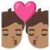 Sich küssendes Paar: mittlere Hautfarbe-Emoji auf Google