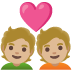 Emoji Coppia con cuore: carnagione abbastanza chiara su Google