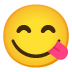 Face Savoring Food emoji on Google