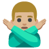 Man Gesturing NO: Medium-Light Skin Tone emoji on Google