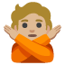 Emoji Persona che fa segno di no: carnagione abbastanza chiara su Google