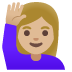 Emoji Donna con mano alzata: carnagione abbastanza chiara su Google