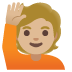 Person Raising Hand: Medium-Light Skin Tone emoji on Google
