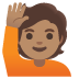 อีโมจิ ยกมือขึ้น: โทนผิวสีเหลือง บน Google