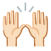 Raising Hands: Light Skin Tone emoji on Google