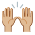 Google üzerinde Eller havaya: orta açık cilt tonu emojisi