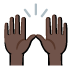Zwei erhobene Handflächen: dunkle Hautfarbe-Emoji auf Google