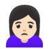 Woman Frowning: Light Skin Tone emoji on Google