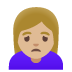Emoji Wanita muka tidak senang: warna kulit cerah-sedang di Google