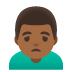 Missmutiger Mann: mitteldunkle Hautfarbe-Emoji auf Google