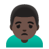 Man Frowning: Dark Skin Tone emoji on Google