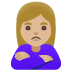 Woman Pouting: Medium-Light Skin Tone emoji on Google