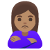 Woman Pouting: Medium Skin Tone emoji on Google