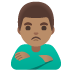 Man Pouting: Medium Skin Tone emoji on Google
