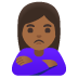 Woman Pouting: Medium-Dark Skin Tone emoji on Google