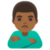 Schmollender Mann: mitteldunkle Hautfarbe-Emoji auf Google