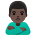 Schmollender Mann: dunkle Hautfarbe-Emoji auf Google