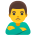 Schmollender Mann-Emoji auf Google