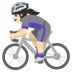 Woman Biking: Light Skin Tone emoji on Google