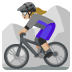 Woman Mountain Biking: Medium-Light Skin Tone emoji on Google