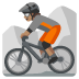 Person Mountain Biking: Medium Skin Tone emoji on Google
