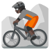 Person Mountain Biking: Dark Skin Tone emoji on Google