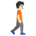 Person Walking Facing Right: Light Skin Tone emoji on Google