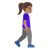 Woman Walking Facing Right: Medium Skin Tone emoji on Google