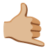 Emoji Mano con gesto di chiamata: carnagione abbastanza chiara su Google