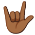 Love-You Gesture: Medium-Dark Skin Tone emoji on Google