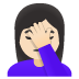 Google üzerinde Eliyle yüzünü kapatan kadın: açık cilt tonu emojisi