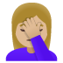 Sich an den Kopf fassende Frau: mittelhelle Hautfarbe-Emoji auf Google