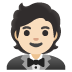 Person in Tuxedo: Light Skin Tone emoji on Google