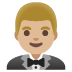 Mann im Smoking: mittelhelle Hautfarbe-Emoji auf Google