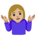 Woman Shrugging: Medium-Light Skin Tone emoji on Google