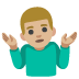 Man Shrugging: Medium-Light Skin Tone emoji on Google