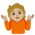 Emoji Persona che scrolla le spalle: carnagione abbastanza chiara su Google