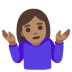 Schulterzuckende Frau: mittlere Hautfarbe-Emoji auf Google