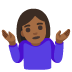 Woman Shrugging: Medium-Dark Skin Tone emoji on Google