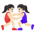Google での レスリングする女: 薄い肌色 絵文字