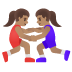 Ringende Frauen: mittlere Hautfarbe-Emoji auf Google
