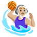 Vrouw die waterpolo speelt: lichtgetinte huidskleur-emoji op Google