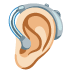 Ohr mit Hörgerät: helle Hautfarbe-Emoji auf Google