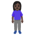 Woman Standing: Dark Skin Tone emoji on Google