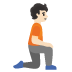 Emoji Personne à genoux : peau claire et vers la droite sur Google