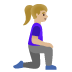 Woman Kneeling Facing Right: Medium-Light Skin Tone emoji on Google