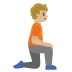 Person Kneeling Facing Right: Medium-Light Skin Tone emoji on Google