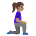 Woman Kneeling Facing Right: Medium Skin Tone emoji on Google