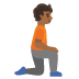 Person Kneeling Facing Right: Medium-Dark Skin Tone emoji on Google
