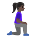 Woman Kneeling Facing Right: Dark Skin Tone emoji on Google
